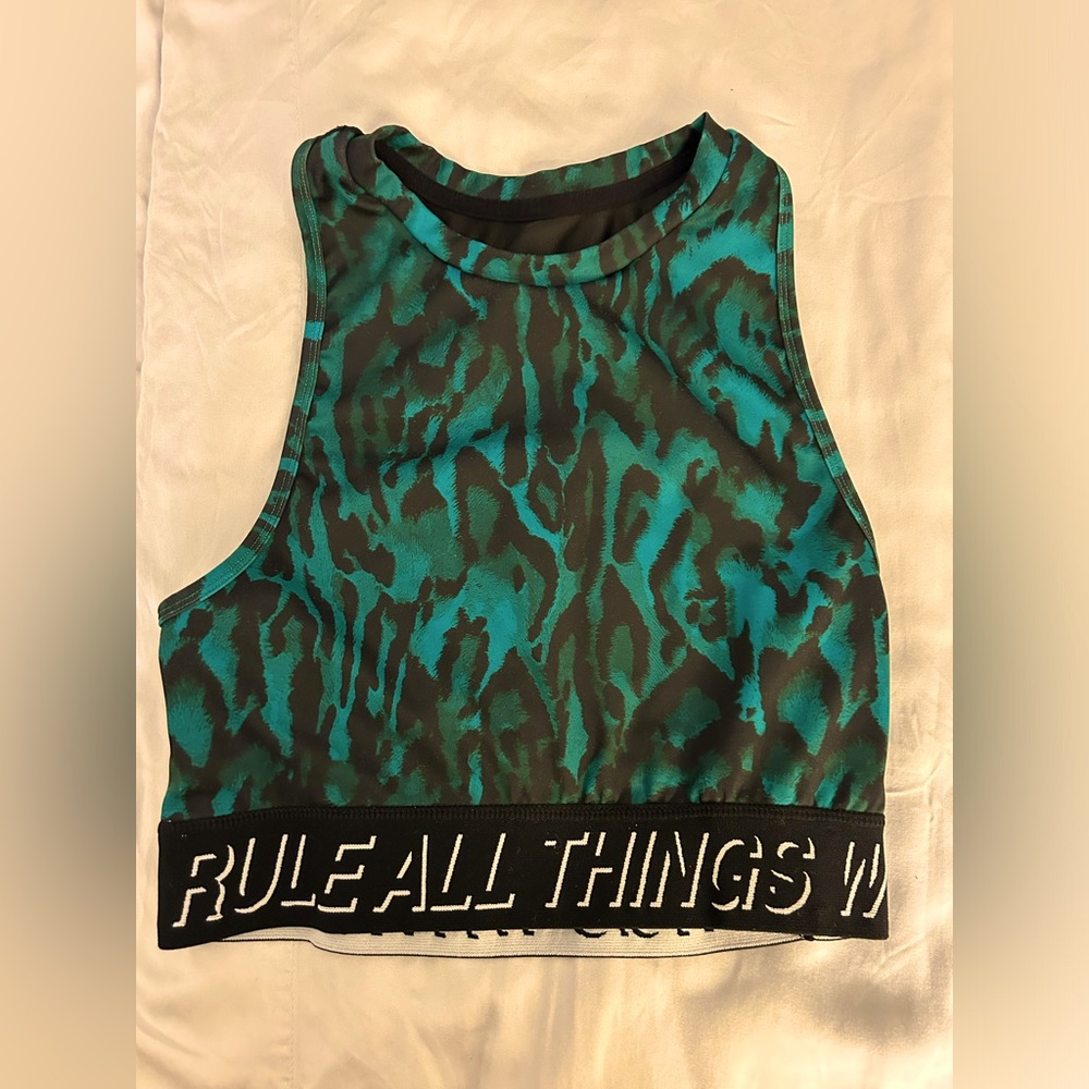 Pam & Gela Green Leopard-print Sports Bra (S)